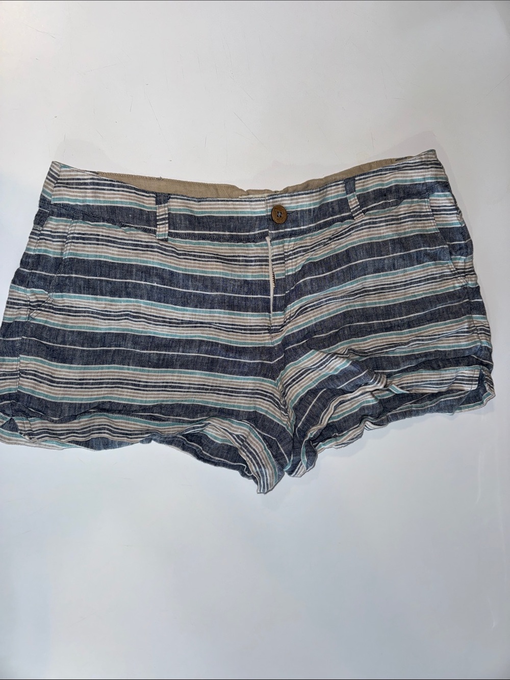Women’s St Tropez West Striped 100%‎ Linen Shorts in Blue and White